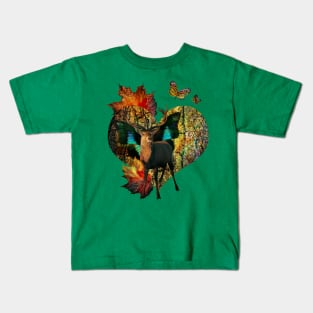 Deer and heart art print Kids T-Shirt